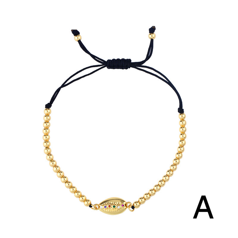 Wholesale Seashell Zircon Ocean Wind Copper Bracelet